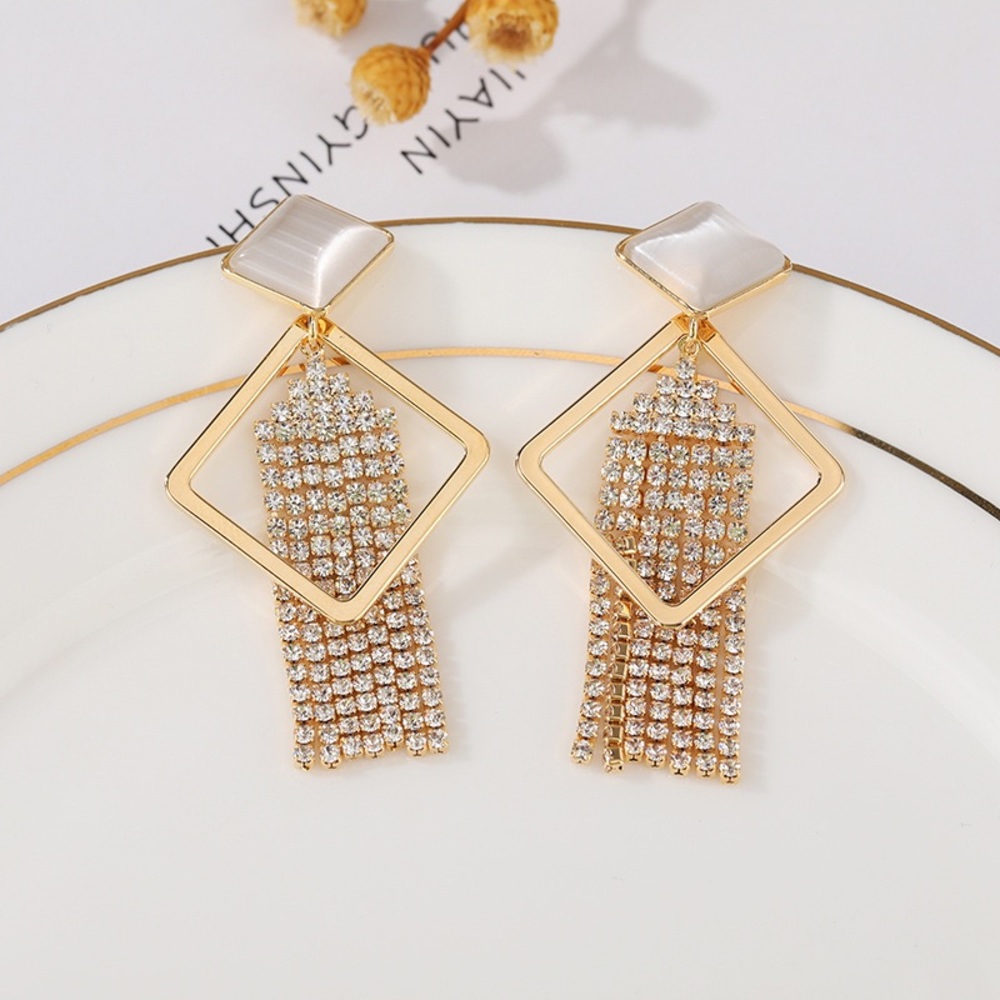S925 Silver Needle Geometric Rhombic Earrings